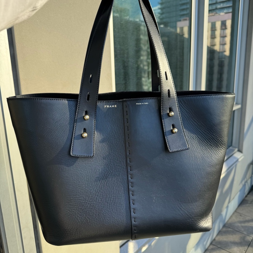 Frame Les Second Large Leather Tote Bag - Noir / Black - Picture 2 of 9